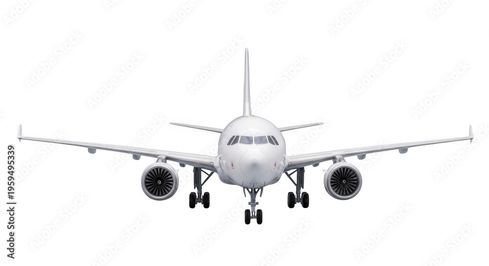 Naklejka premium A white airplane with two engines on each wing