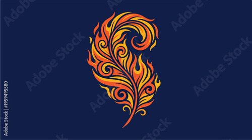 Vibrant Orange Yellow Flame Leaf.