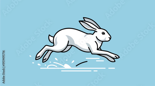 White Rabbit In Motion Running.