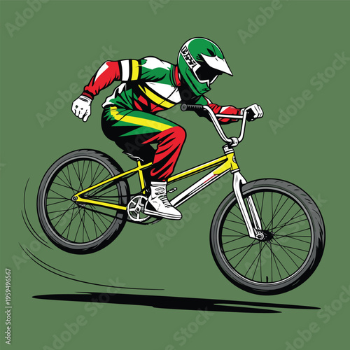 vector image of a BMX bike in action