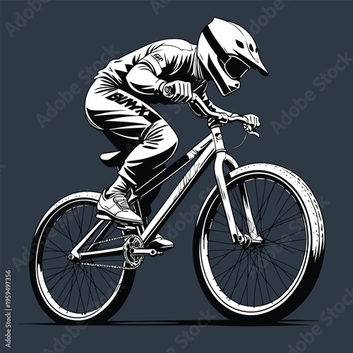 vector image of a BMX bike in action
