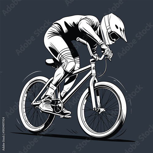 vector image of a BMX bike in action