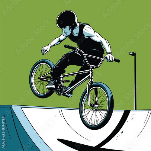 vector image of a BMX bike in action