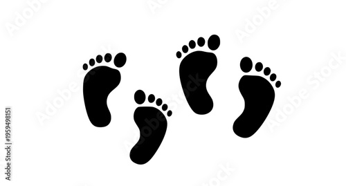 Baby Footprints Silhouette Vector Illustration Kids Feet Black Prints
