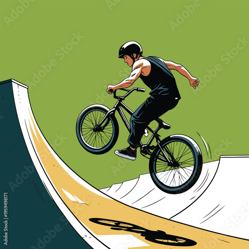 vector image of a BMX bike in action