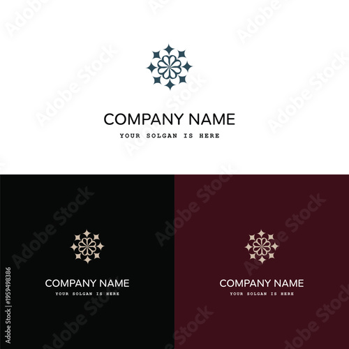 Print Elegant Floral Mandala Logo Design Set with Minimalist Branding Identity