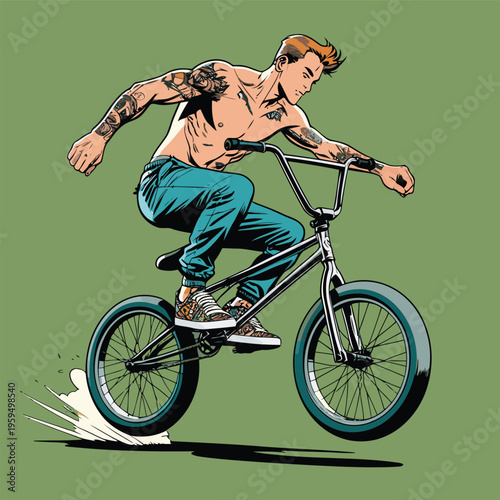 vector image of a BMX bike in action