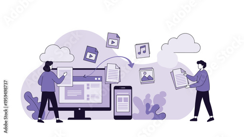 Digital file transfer and cloud synchronization enable seamless data sharing between mobile devices and desktop computer systems.
