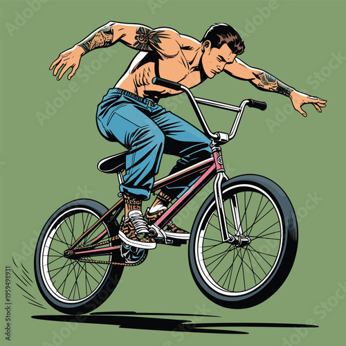 vector image of a BMX bike in action