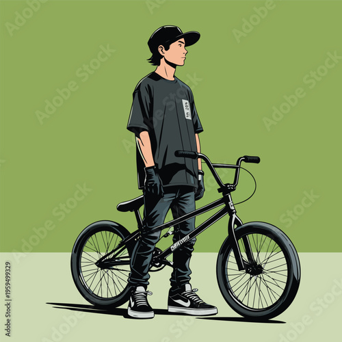 vector image of a BMX bike in action