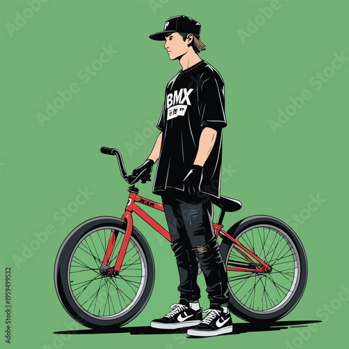 vector image of a BMX bike in action