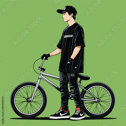 vector image of a BMX bike in action
