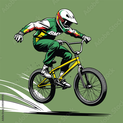 vector image of a BMX bike in action