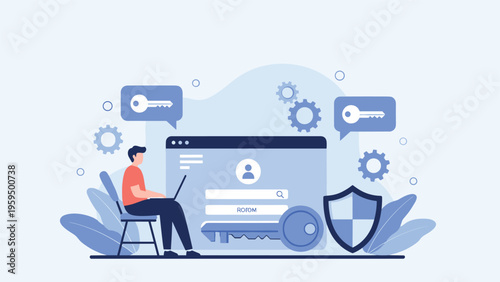 Secure user authentication process features data encryption and password protection to ensure safe access to a web account.