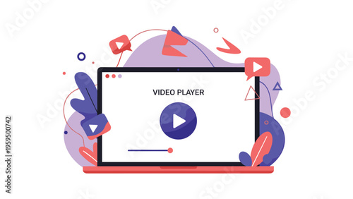 High-definition digital video player interface on a laptop enables seamless streaming and multimedia content consumption.