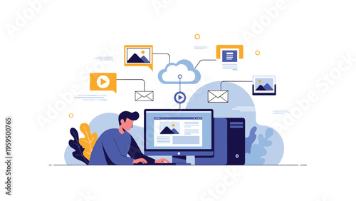 Data professional manages file storage and cloud synchronization between local computer systems and remote network servers.