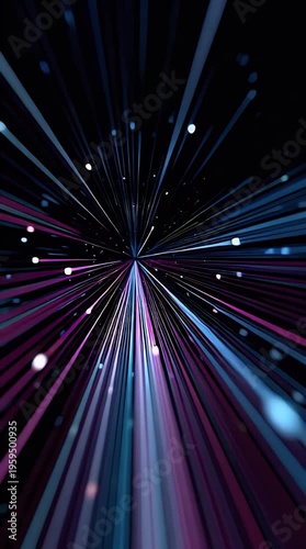 Abstract futuristic light streaks in dynamic motion with dark background