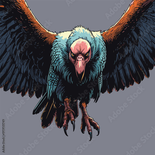 vector image of a carrion-eating vulture