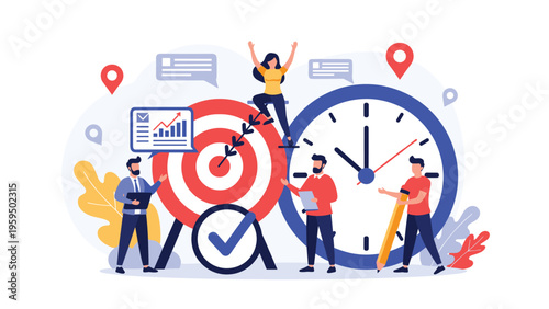 Online reputation management and customer feedback concept showing a team building review ratings with stars on a screen.