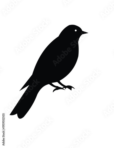 Black silhouette of a bird on, simple illustration
