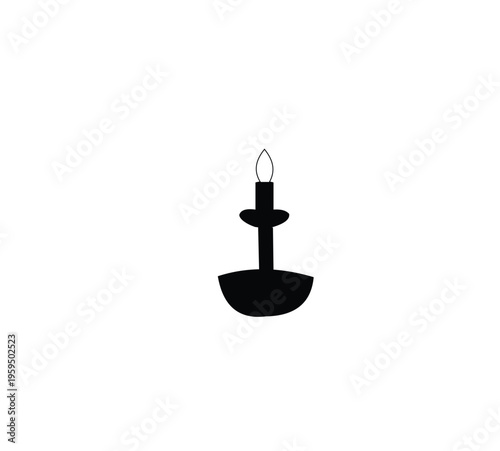Black silhouette of a candle with flame on a simple holder