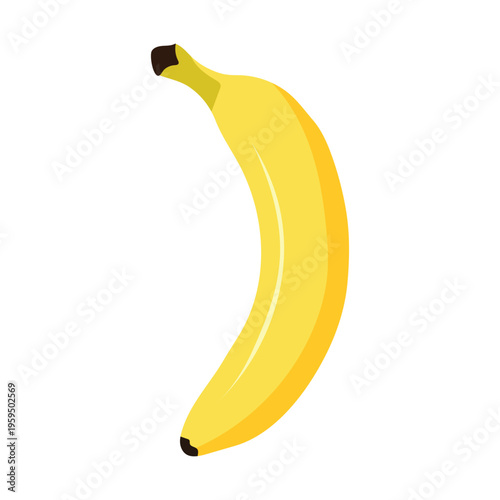 A vibrant yellow banana with black tip