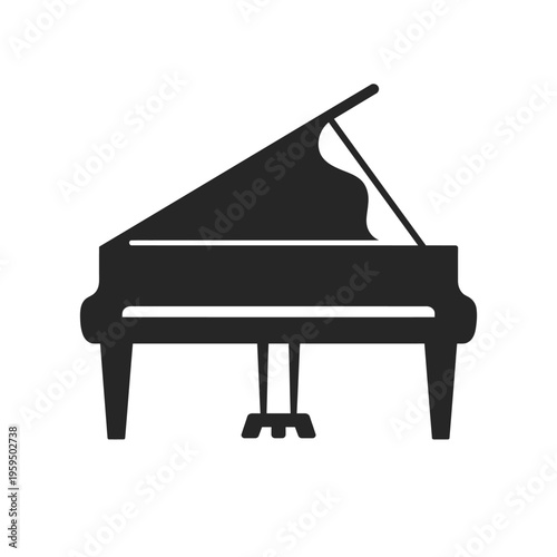 Grand piano with open lid, classical music instrument