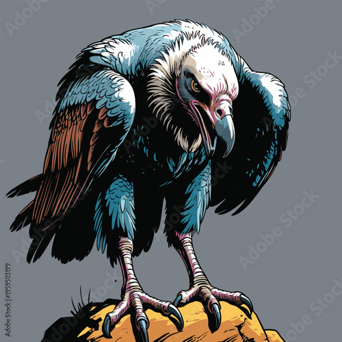 vector image of a carrion-eating vulture