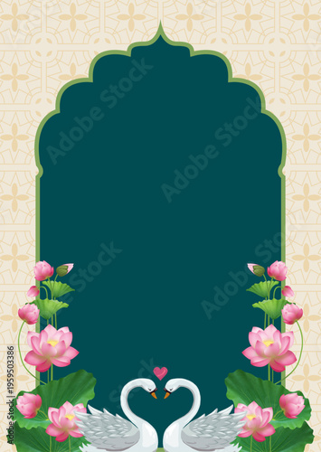 mughal invitation lotus design indian tradtional wedding design ideas