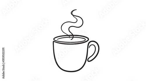 A simple, elegant line drawing of a coffee cup with a subtle hint of steam rising, conveying warmth and a sense of calm.