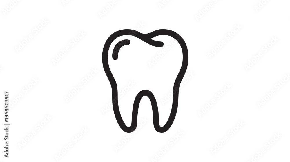 Obraz premium A bold outline illustration of a human tooth, representing dental health, oral hygiene, and the field of dentistry.