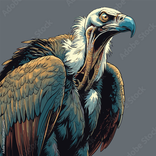 vector image of a carrion-eating vulture