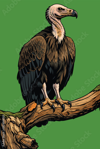vector image of a carrion-eating vulture