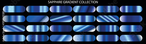 Sapphire gradient collection with 24 metallic blue swatches, luxury cobalt chrome textures, glossy sapphire metal color palettes for graphic design