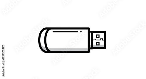 Black and white USB flash drive.