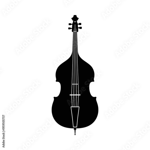 Musical instrument upright double bass isolated on white