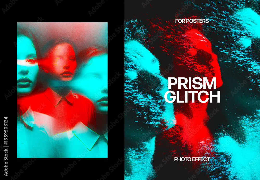 Prism Glitch Poster Photo Effect Mockup Stock Template | Adobe Stock