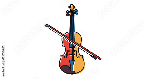 Colorful Violin Instrument Closeup View.