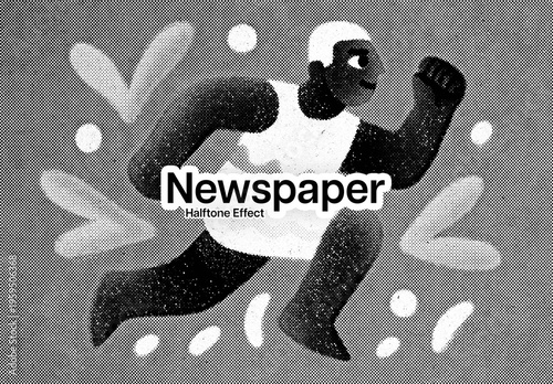 Newsprint Halftone Photo Effect Mockup