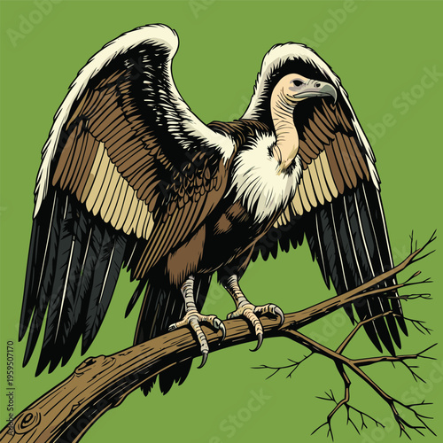 vector image of a carrion-eating vulture