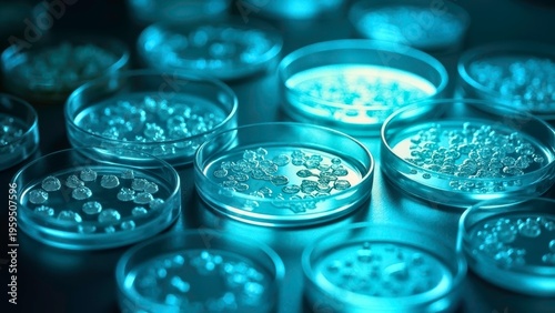 Multiple sets of culture dishes in the laboratory with staggered sizes