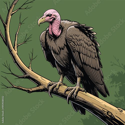 vector image of a carrion-eating vulture