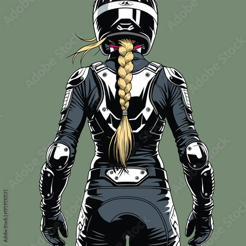 vector image of a female motocross racer