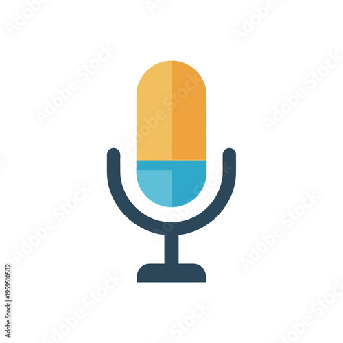 Flat design illustration of a microphone with colorful segments.