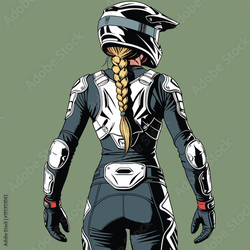 vector image of a female motocross racer