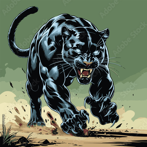 vector image of a fierce panther