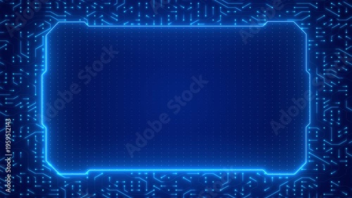 Blue Futuristic Circuit Board Frame Background with Copy Space – Digital Technology Interface Seamless Loop