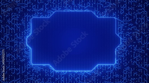 Blue Futuristic Circuit Board Frame Background with Copy Space – Digital Technology Interface Seamless Loop