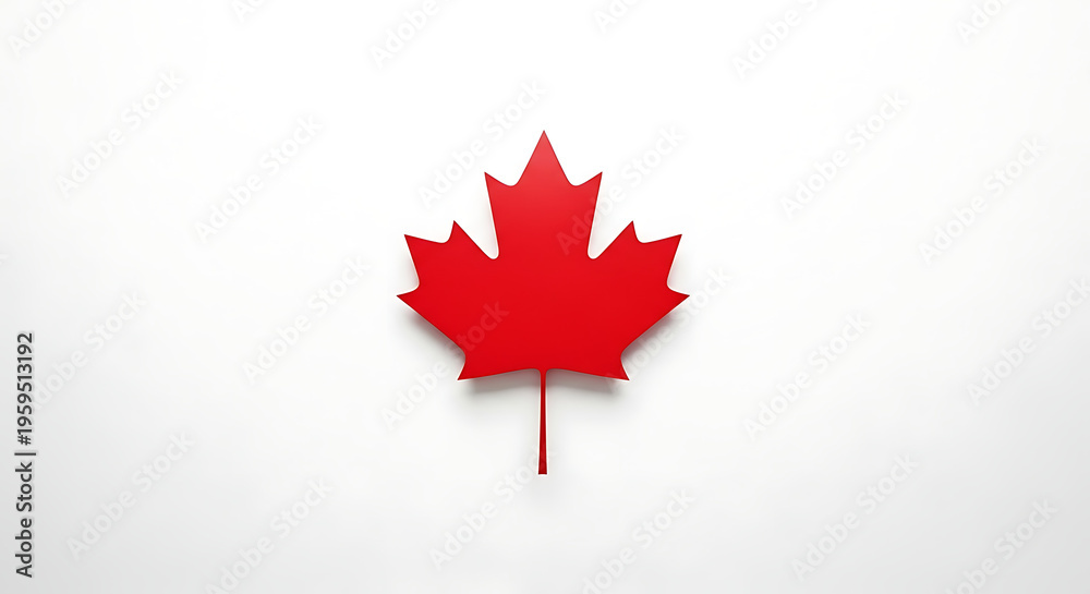 Obraz premium Red maple leaf symbol on white background for Canada national icon transparent background