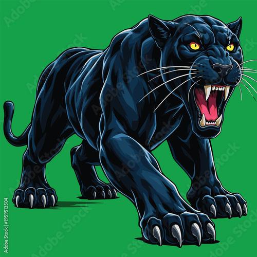 vector image of a fierce panther